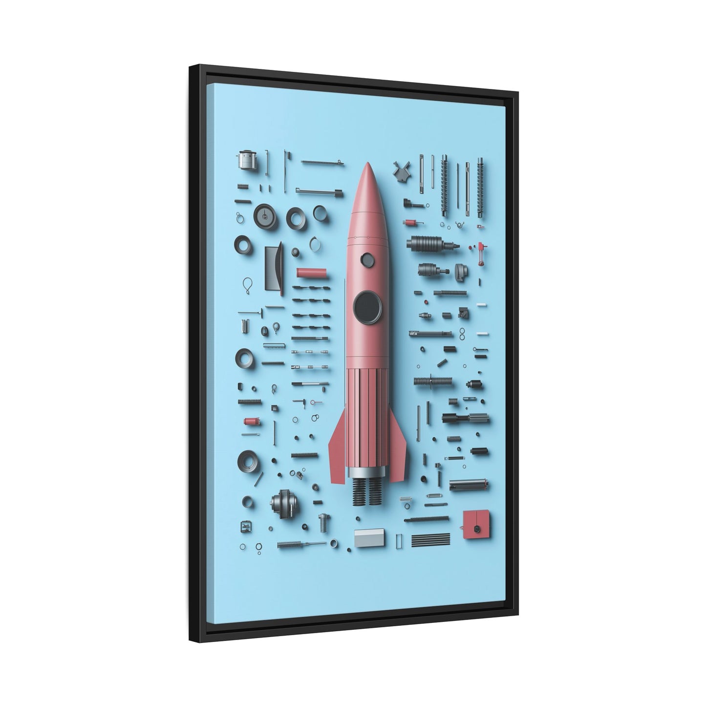 Pink Rocket Framed Canvas