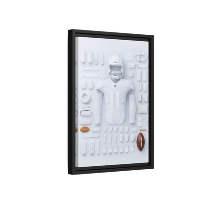American Football White Framed Canvas