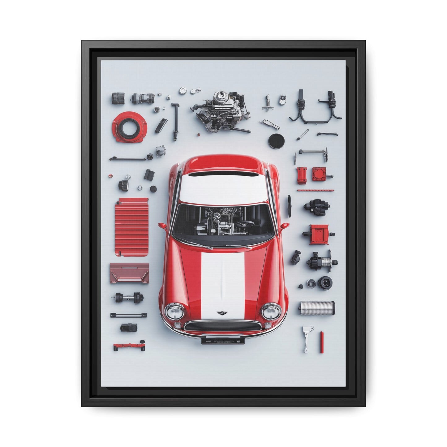 Mini Cooper Mod Framed Canvas