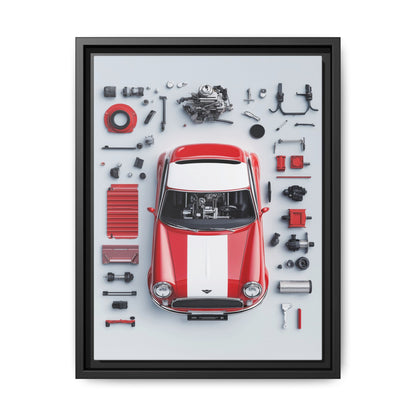 Mini Cooper Mod Framed Canvas