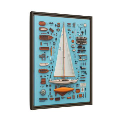 Sailboat White Framed Canvas