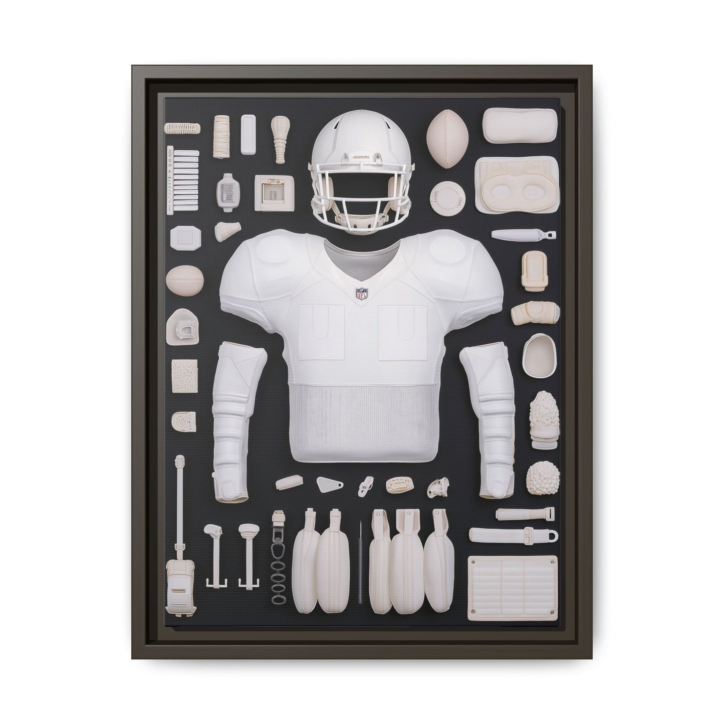 American Football Black Framed Canvas