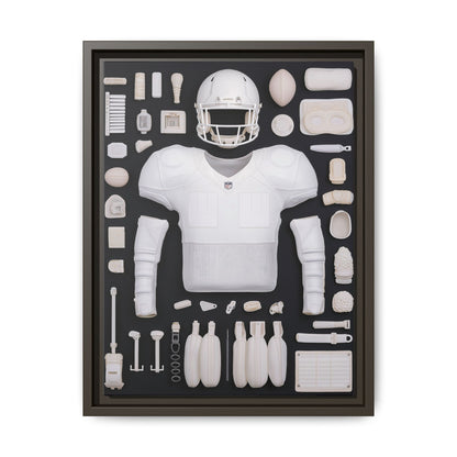 American Football Black Framed Canvas