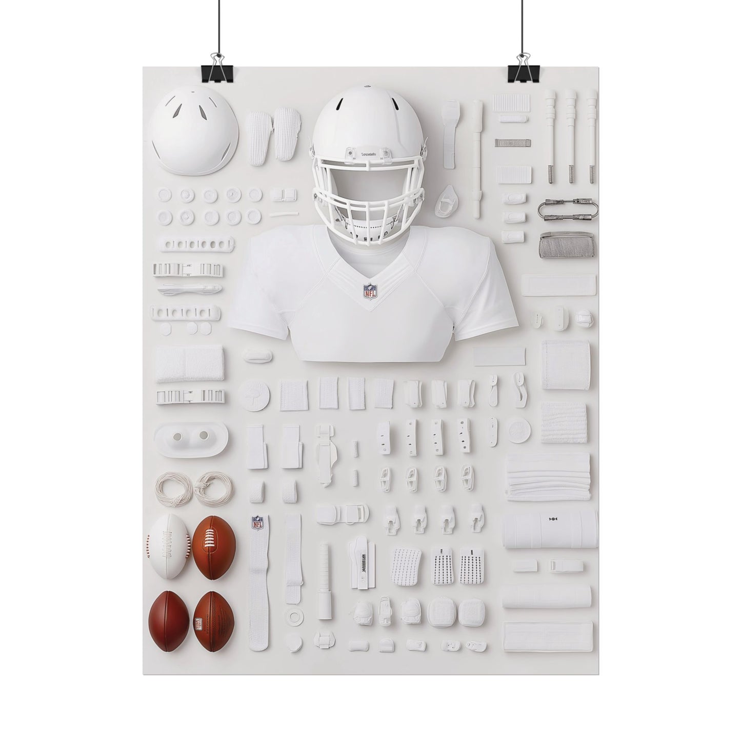 American Football Equipment Rolled Poster