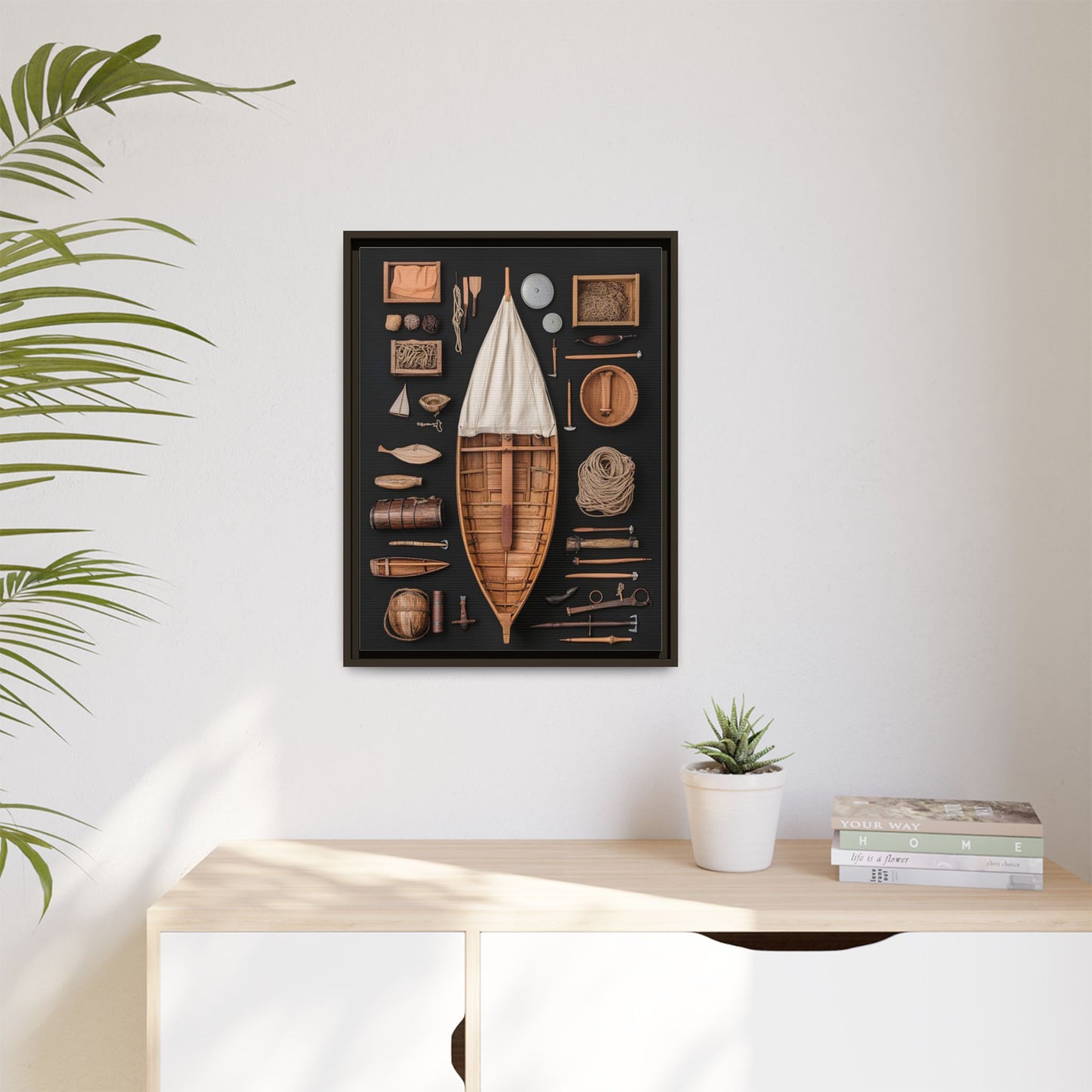Wood Boat Framed Canvas