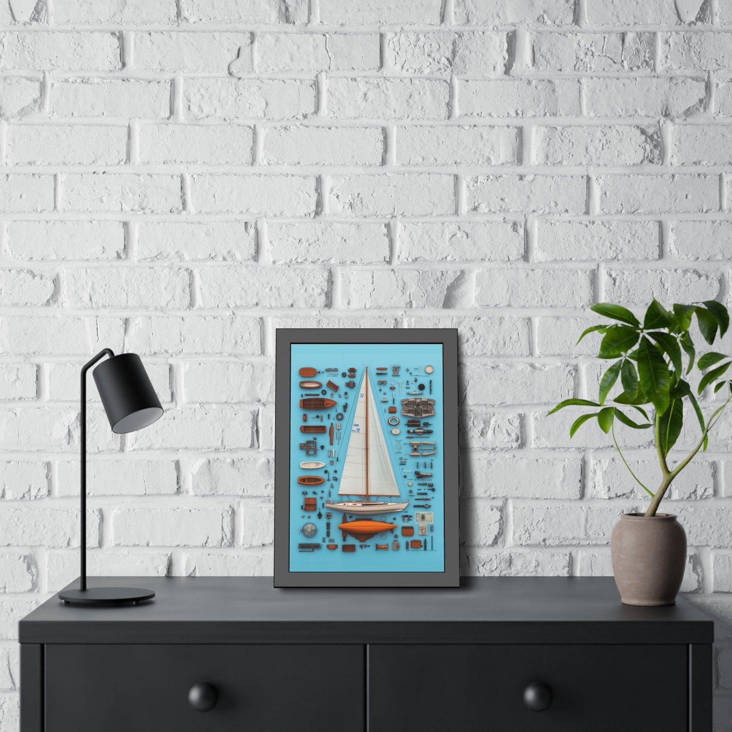 Sailboat White Framed Poster US