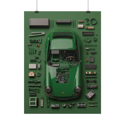 Green Classic Porsche Rolled Poster