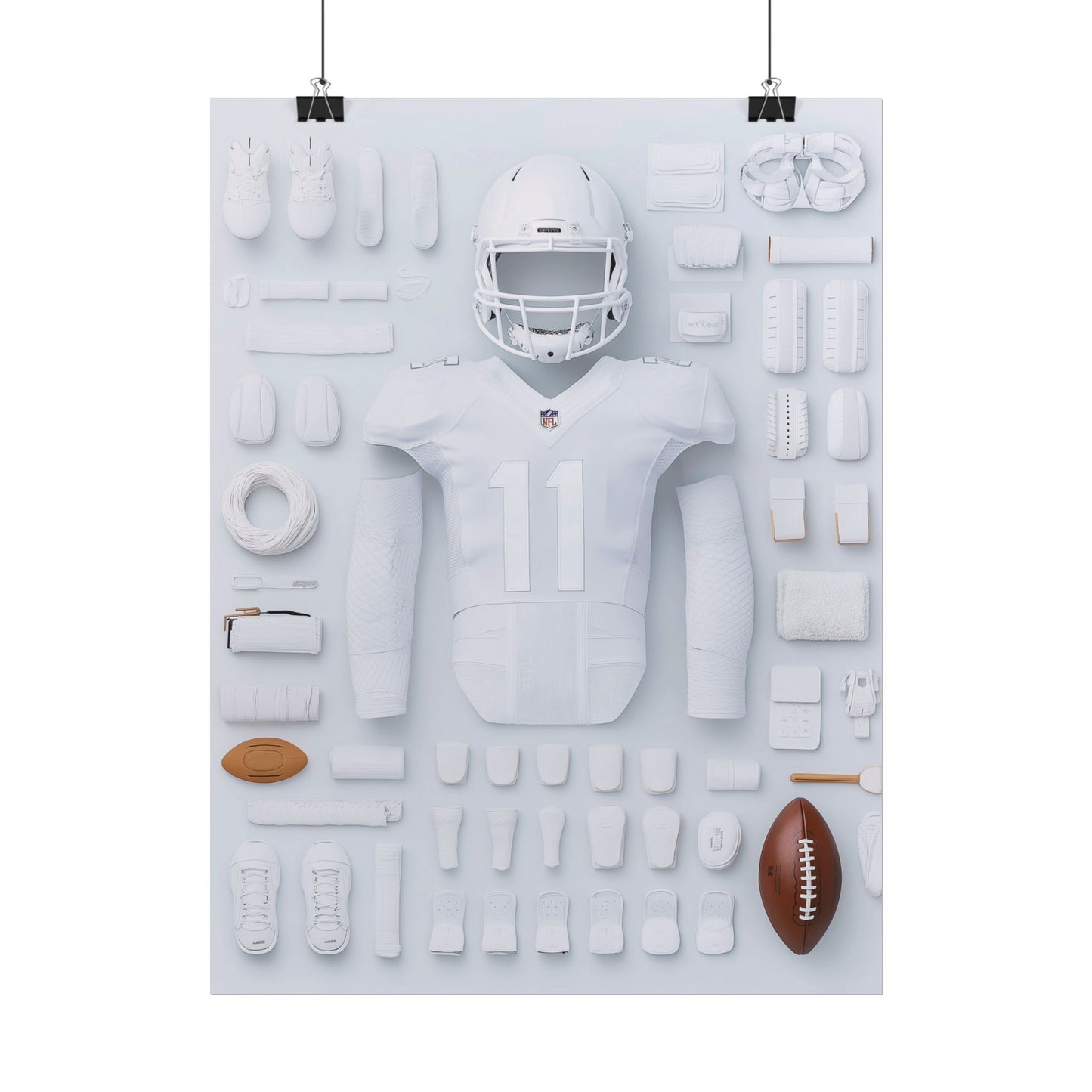 American Football White Rolled Poster