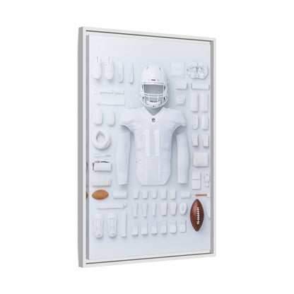 American Football White Framed Canvas
