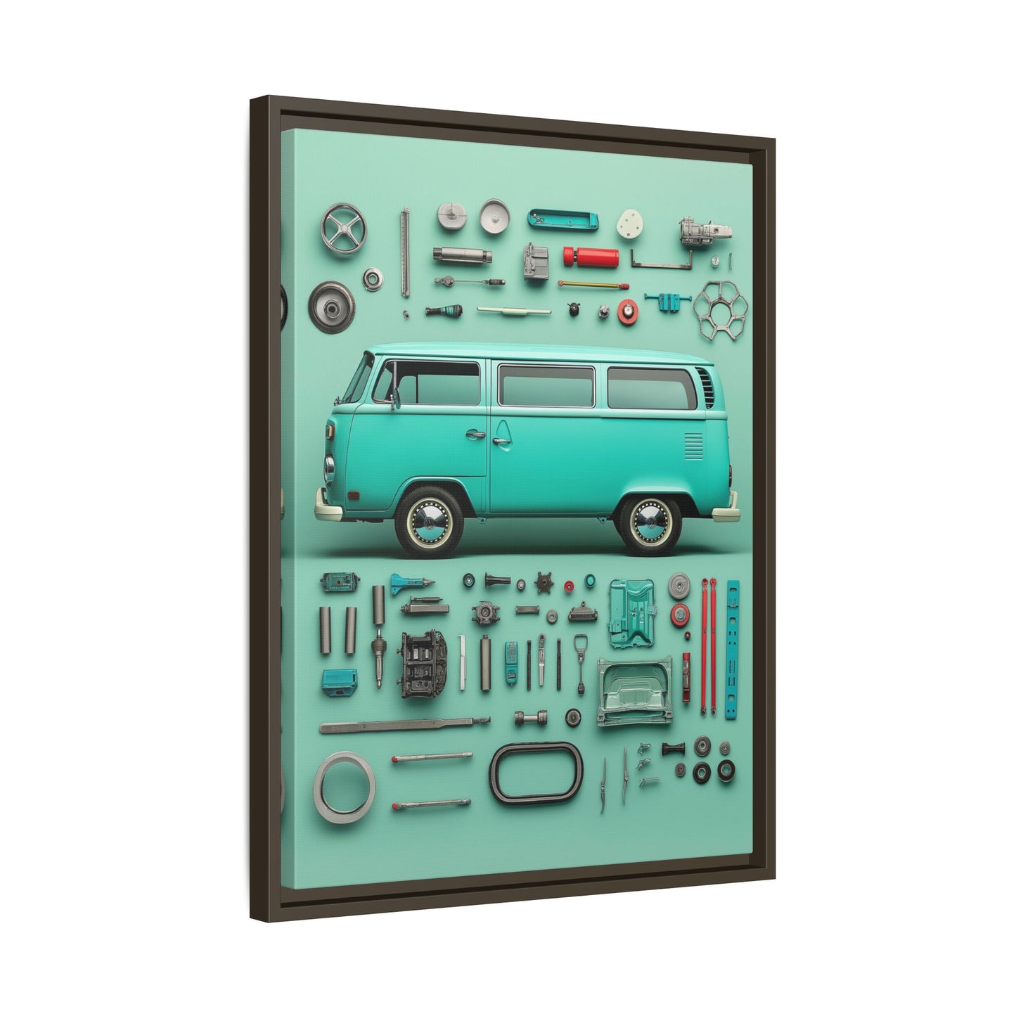 Blue Classic Van Framed Canvas