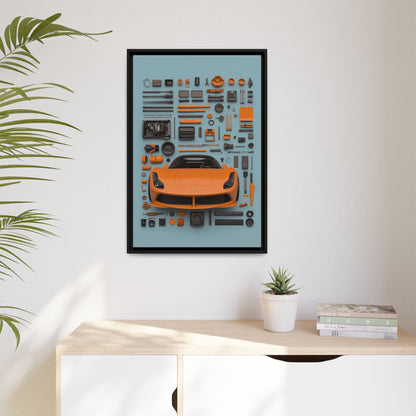 Orange Ferrari Framed Canvas
