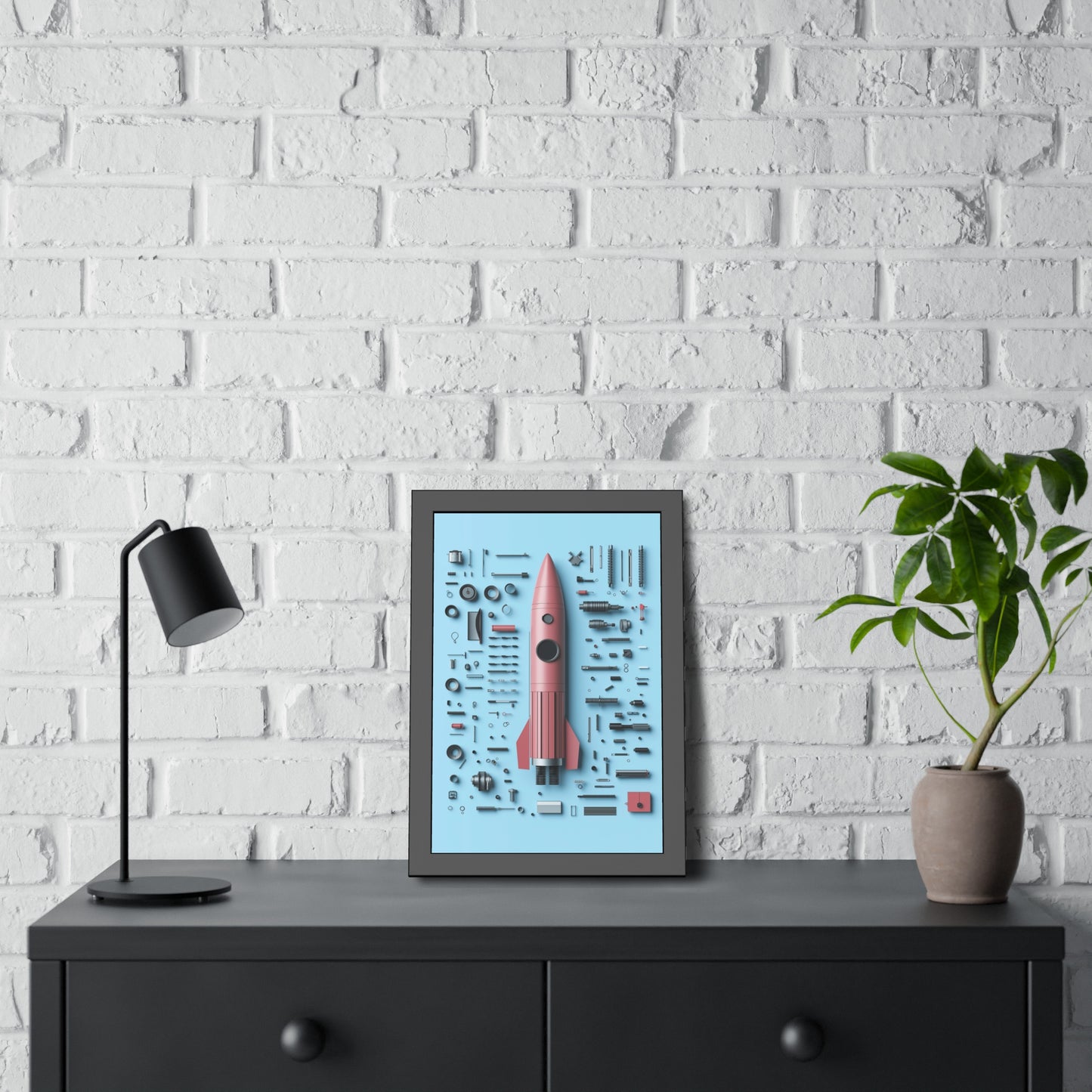 Pink Rocket Framed Poster US