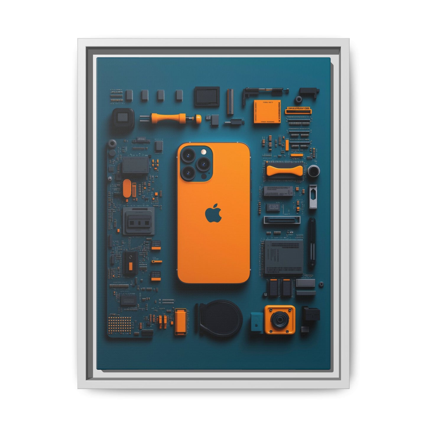 IPhone Orange Framed Canvas