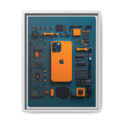 IPhone Orange Framed Canvas