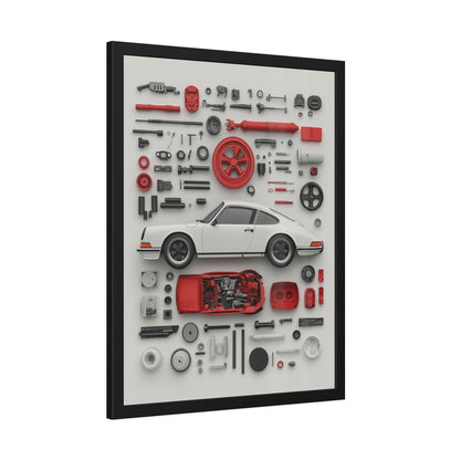 White Classic Porsche Framed Poster US