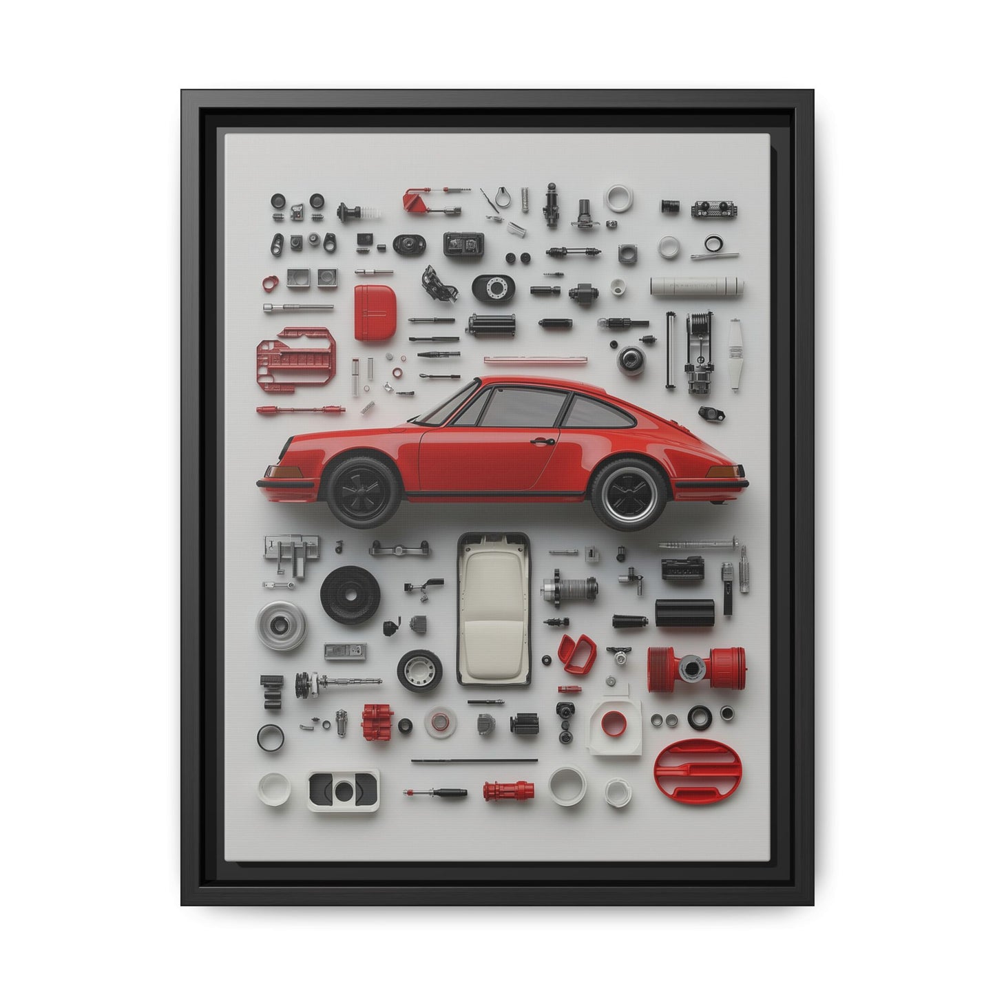 Red Classic Porsche Framed Canvas