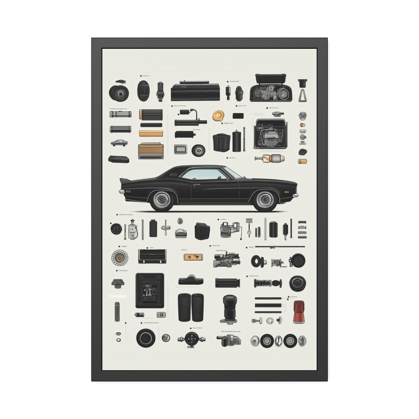 Black Mustang Framed Poster US