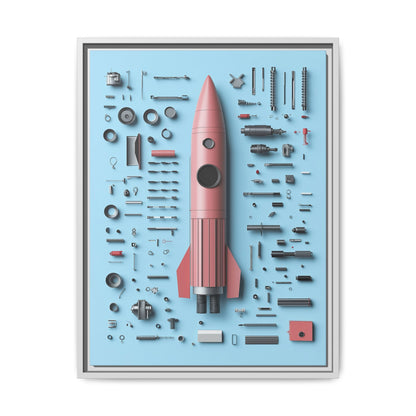 Pink Rocket Framed Canvas
