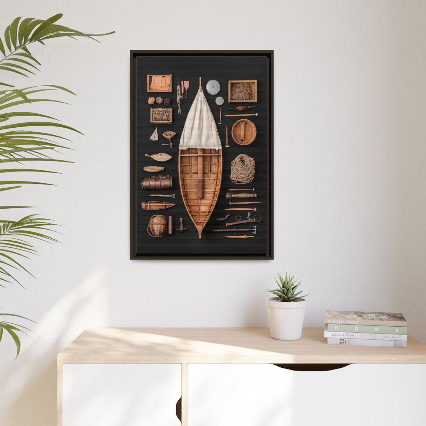 Wood Boat Framed Canvas