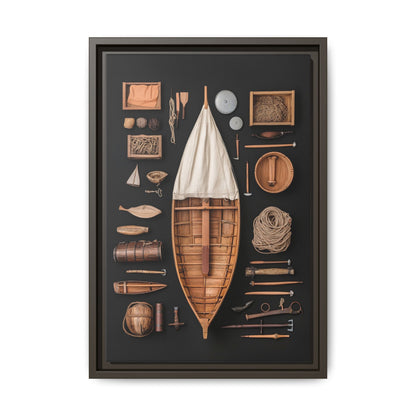Wood Boat Framed Canvas