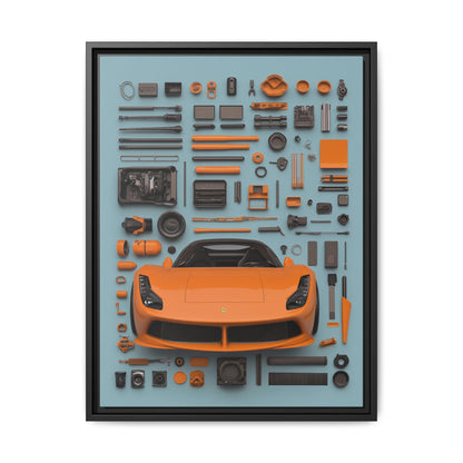 Orange Ferrari Framed Canvas
