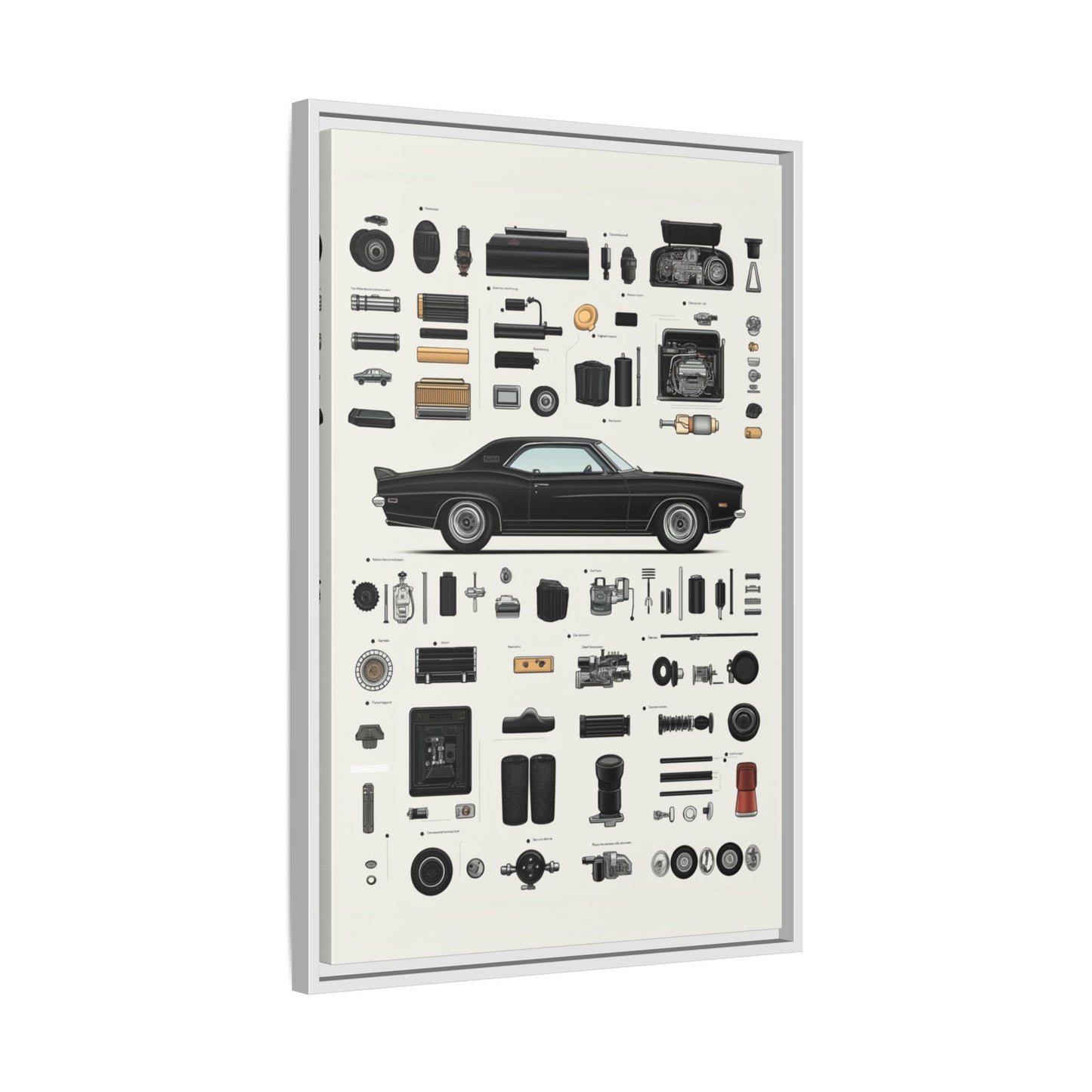 Black Mustang Framed Canvas