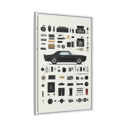 Black Mustang Framed Canvas