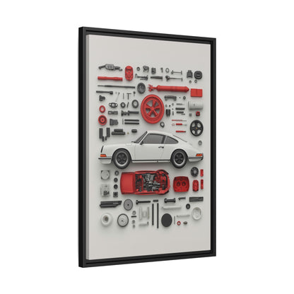 White Classic Porsche Framed Canvas