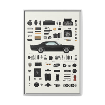 Black Mustang Framed Canvas