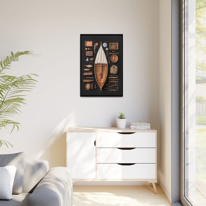 Wood Boat Framed Canvas