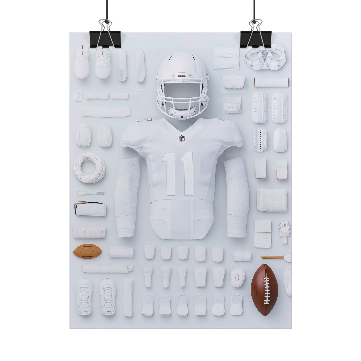 American Football White Rolled Poster