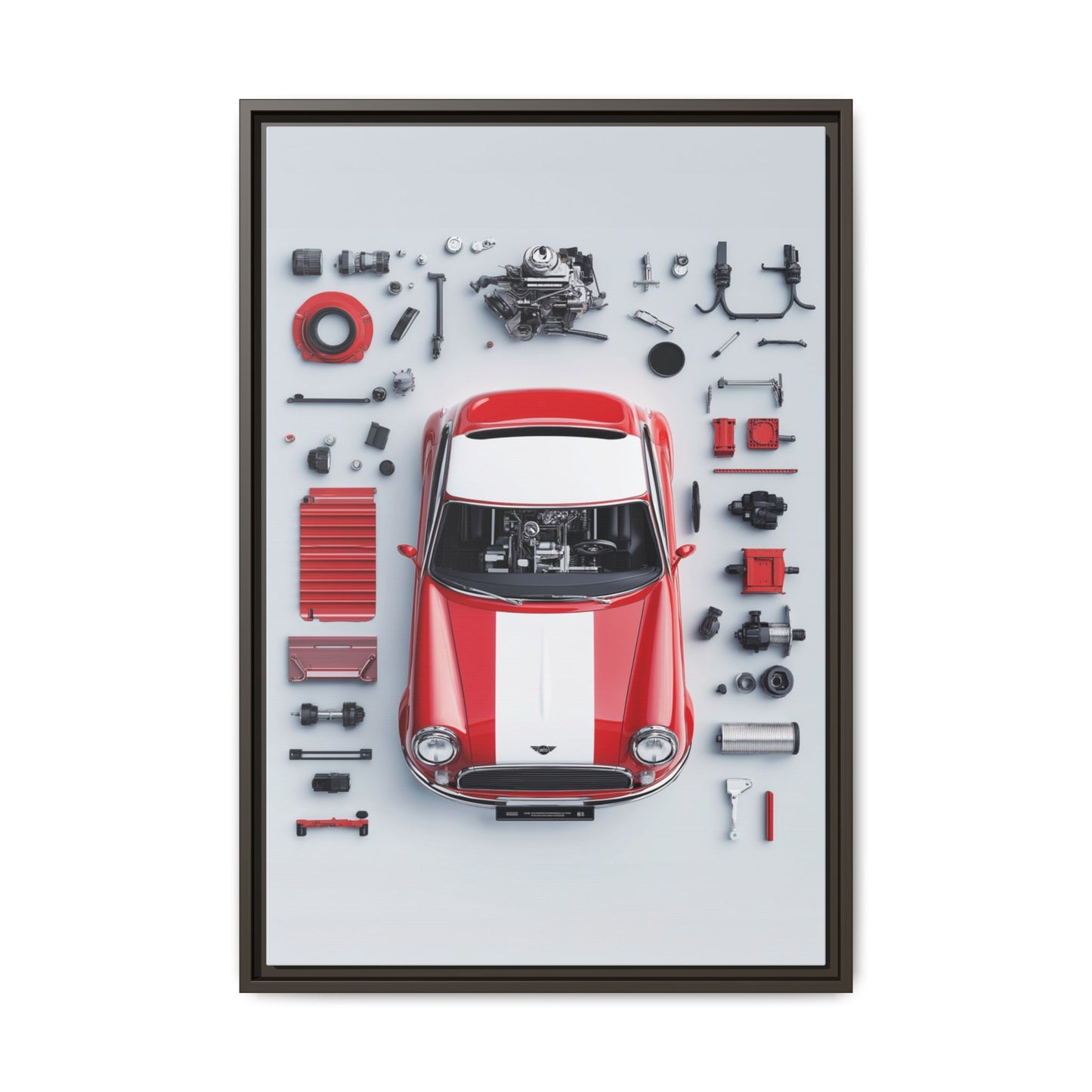 Mini Cooper Mod Framed Canvas