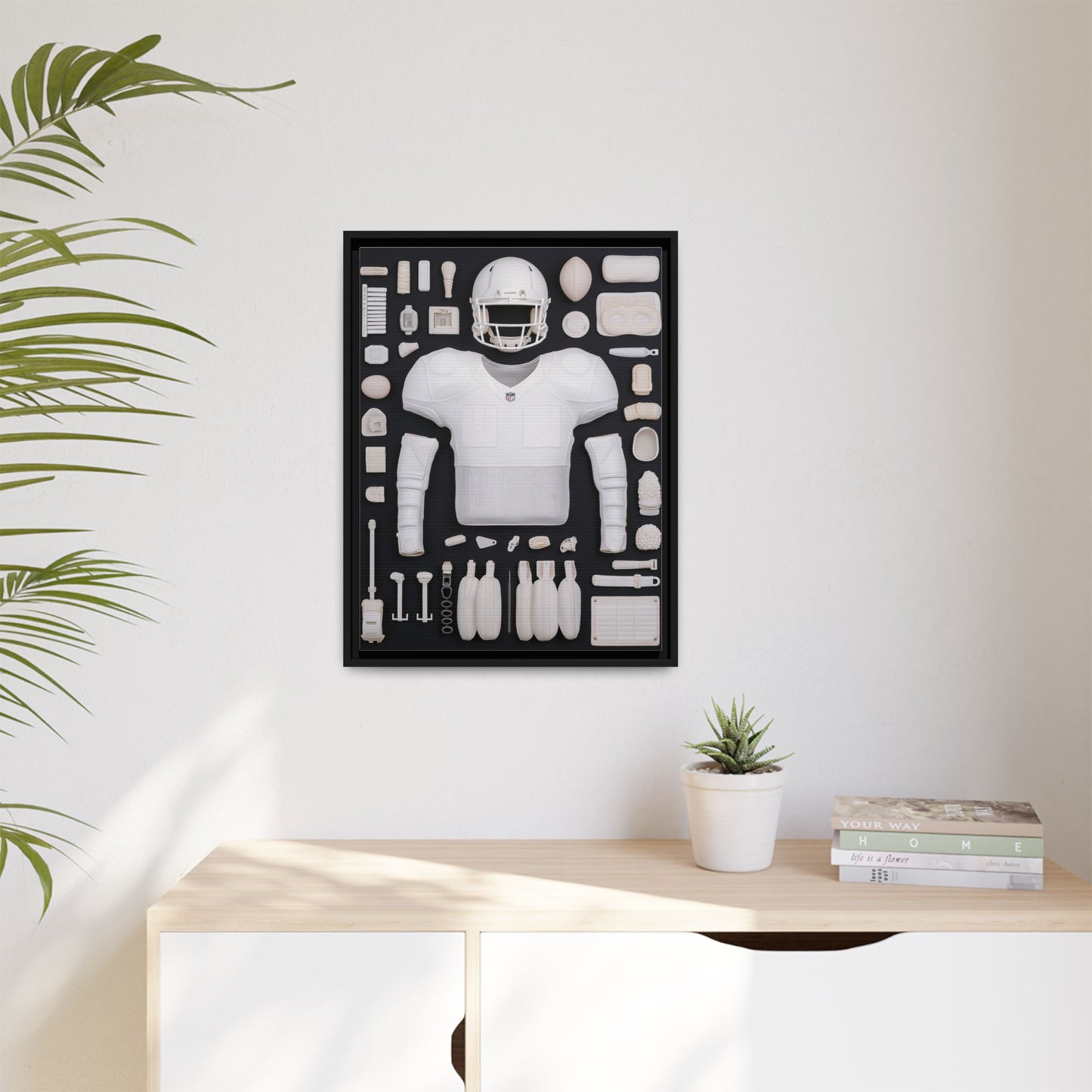 American Football Black Framed Canvas