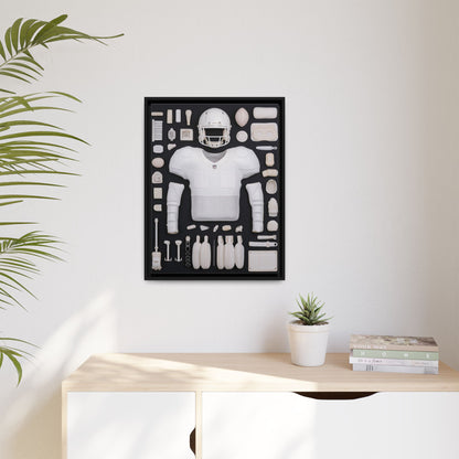 American Football Black Framed Canvas