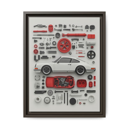 White Classic Porsche Framed Canvas