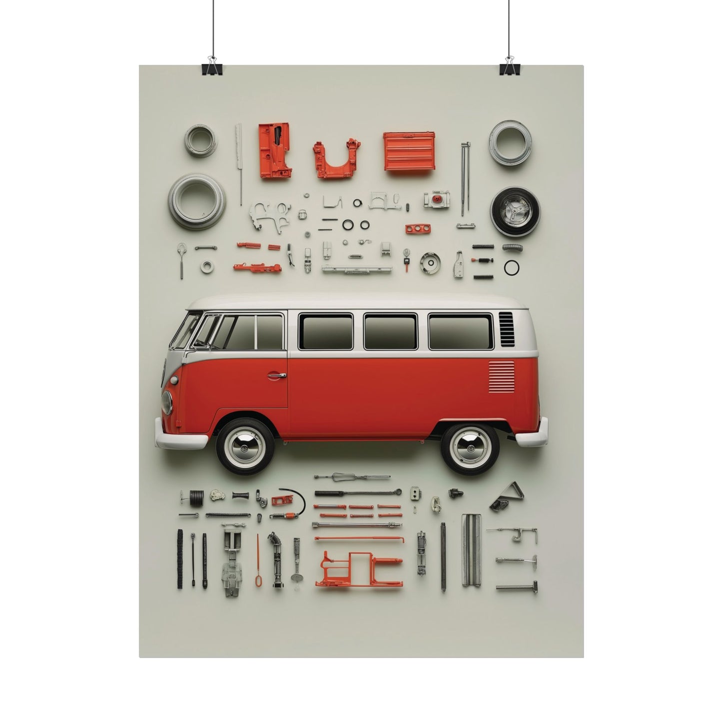 Red Classic Van Rolled Poster