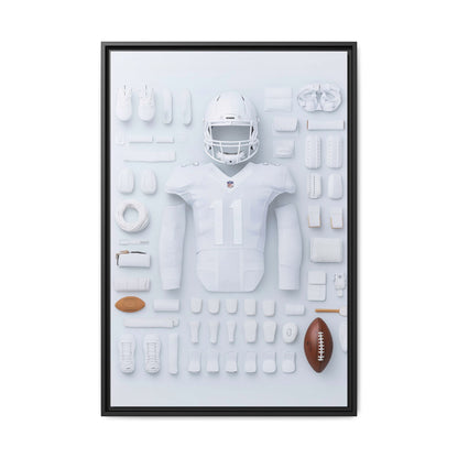 American Football White Framed Canvas