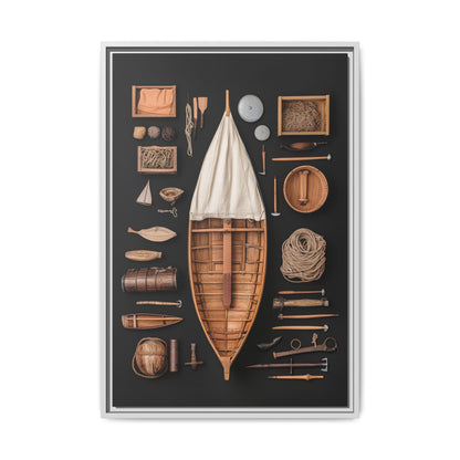 Wood Boat Framed Canvas