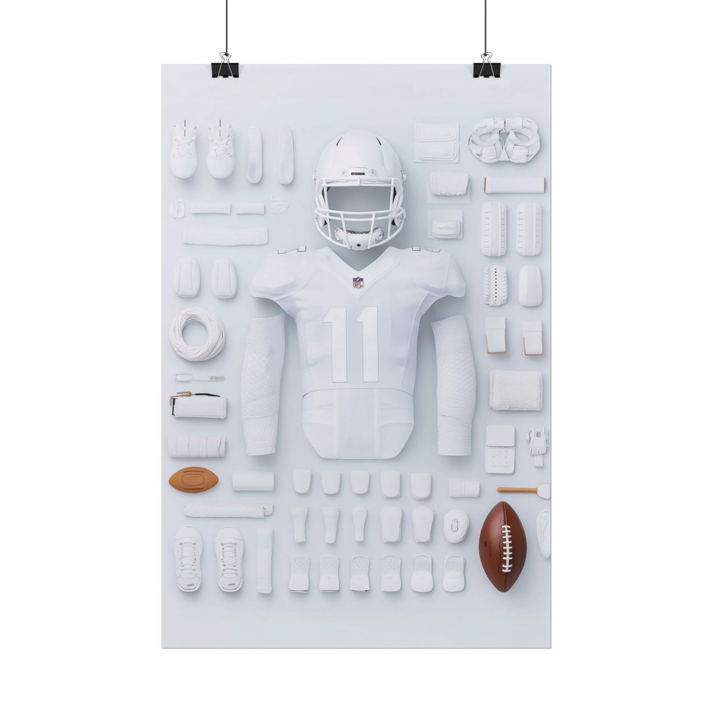 American Football White Rolled Poster