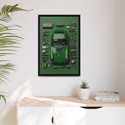 Green Classic Porsche Framed Canvas