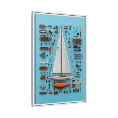 Sailboat White Framed Canvas