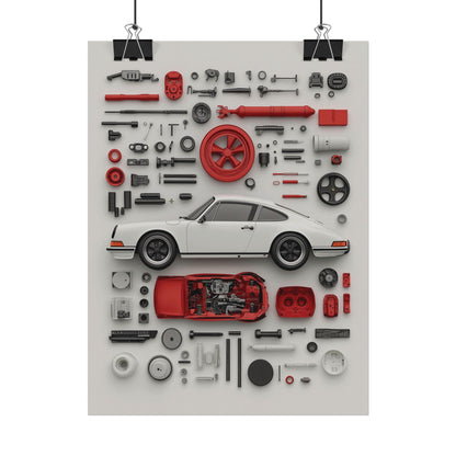 White Classic Porsche Rolled Poster