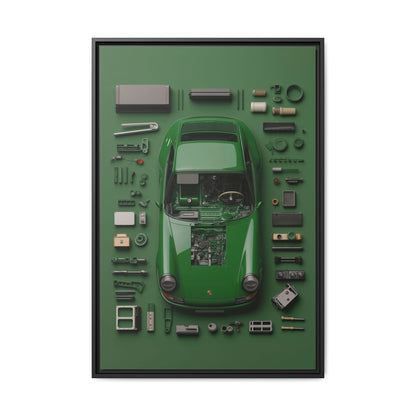 Green Classic Porsche Framed Canvas