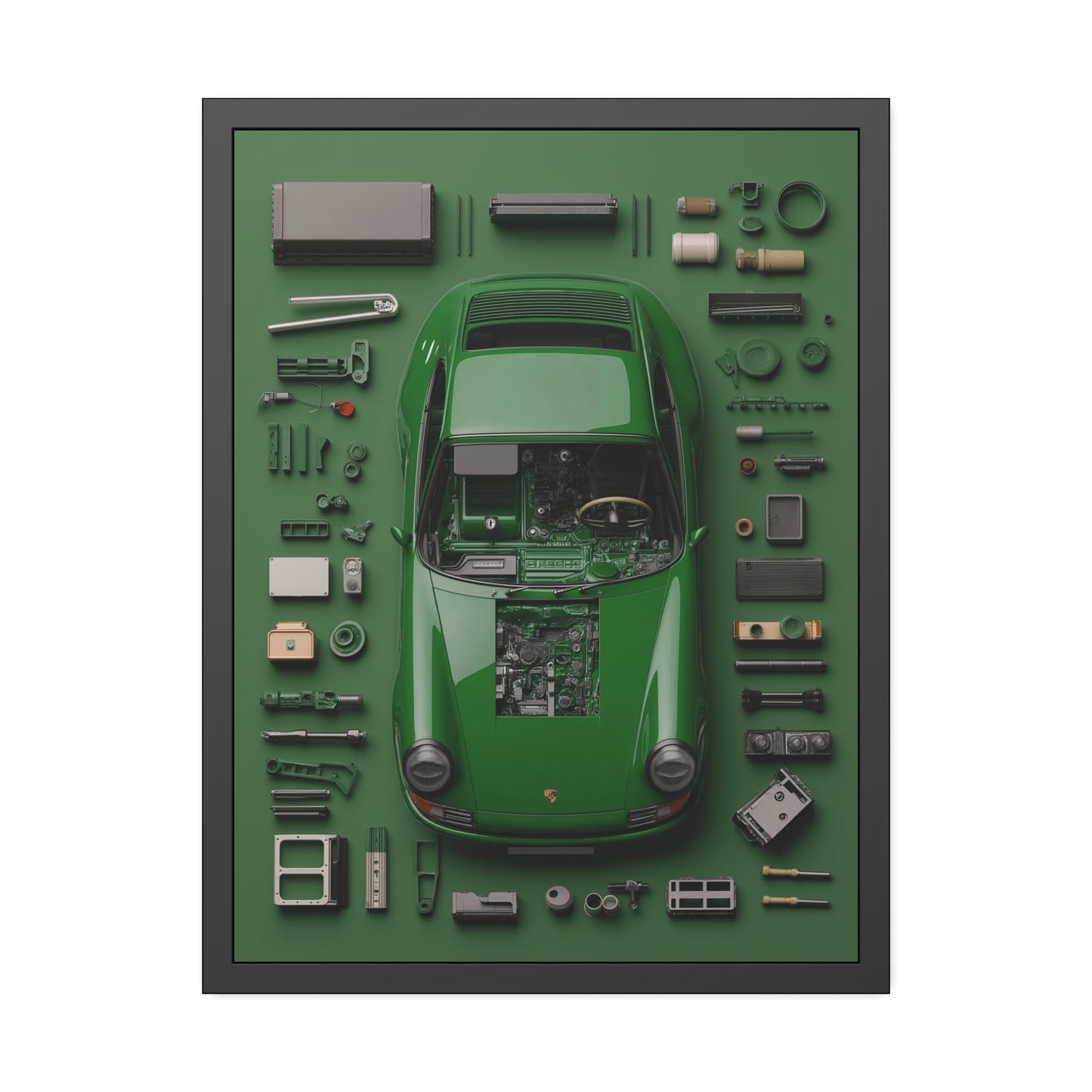 Green Classic Porsche Framed Poster US