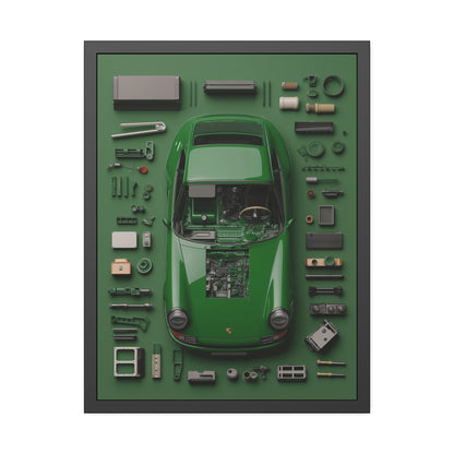 Green Classic Porsche Framed Poster US