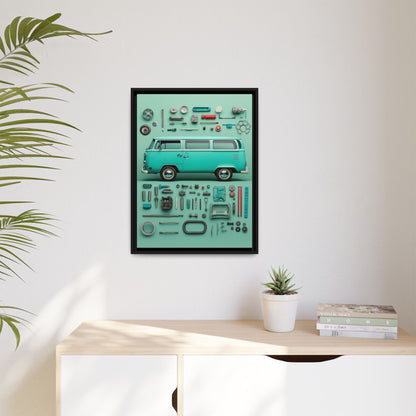 Blue Classic Van Framed Canvas