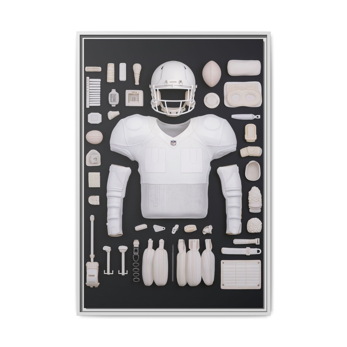 American Football Black Framed Canvas