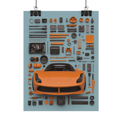Orange Ferrari Rolled Poster