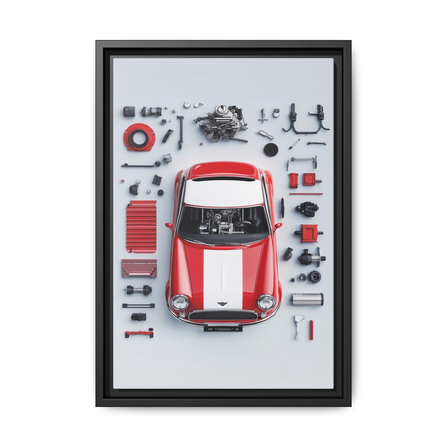 Mini Cooper Mod Framed Canvas