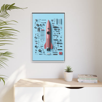 Pink Rocket Framed Canvas